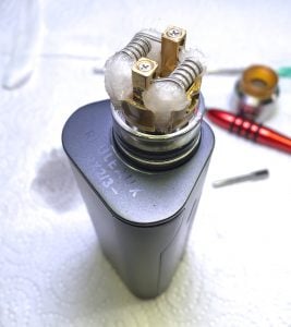 iJoy RDTA 5S mit fused Clapton & kurzer Watte.