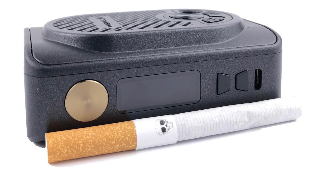 Wismec Ai Mod: Vergleich mit Zigarette, liegend